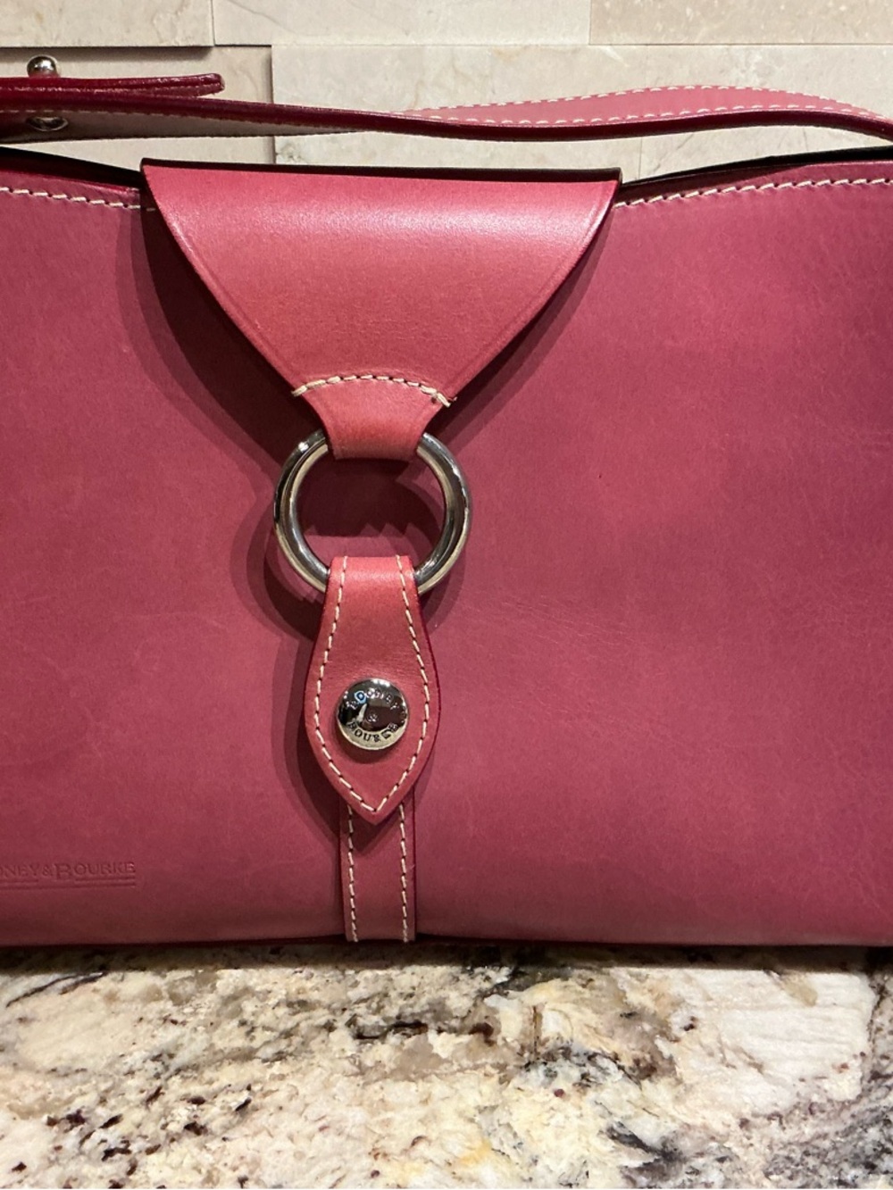 Dooney & Bourke Rose Leather Shoulder Bag with Gold Ring
